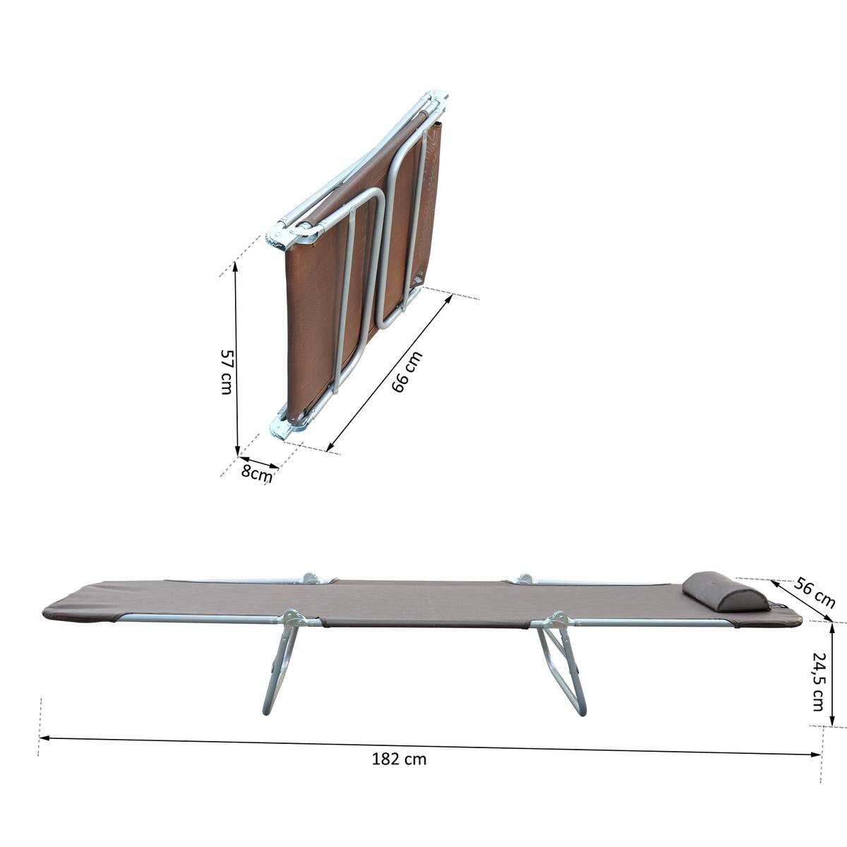 Outsunny Gartenliege braun Netzstoff B/H/L: ca. 56x28x182 cm