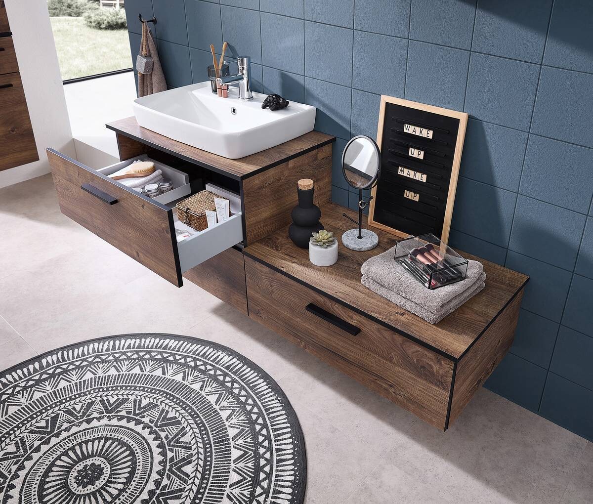 Badezimmer-Set Quickset 374 Eiche Ribeck Nachbildung B/H/T: ca. 142x200x44,5 cm