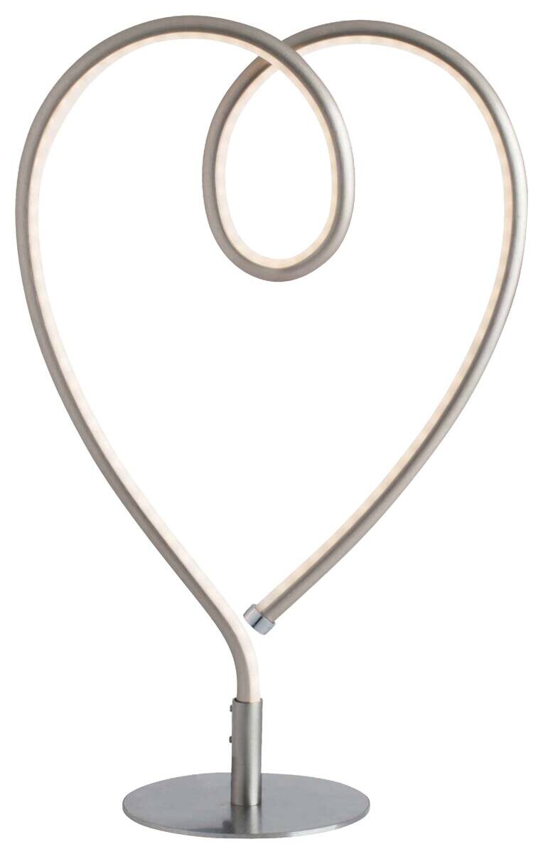 POCOline Tischleuchte Heart nickel matt weiß Metall Kunststoff B/H: ca. 24x40 cm