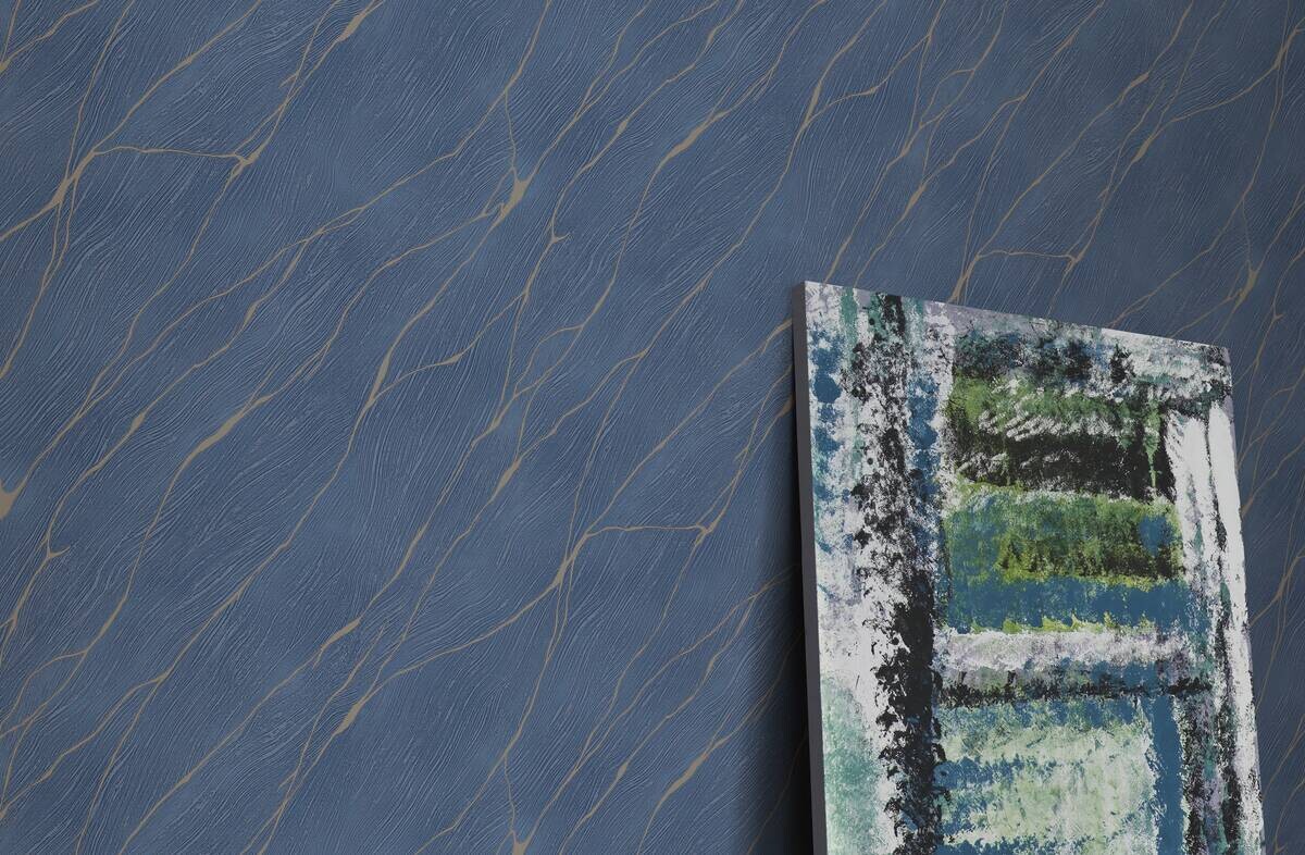 Erismann Vliestapete Marmoroptik blau B/L: ca. 53x1005 cm