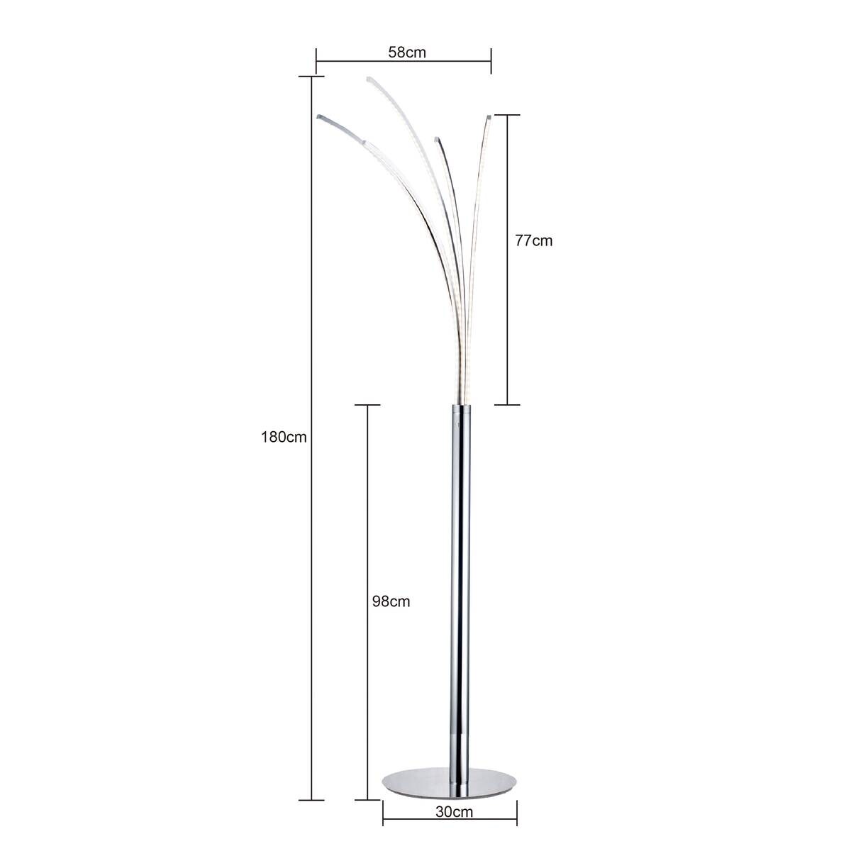 POCOline Stehlampe Palmier Chrom Metall H: ca. 180 cm 5 Brennstellen