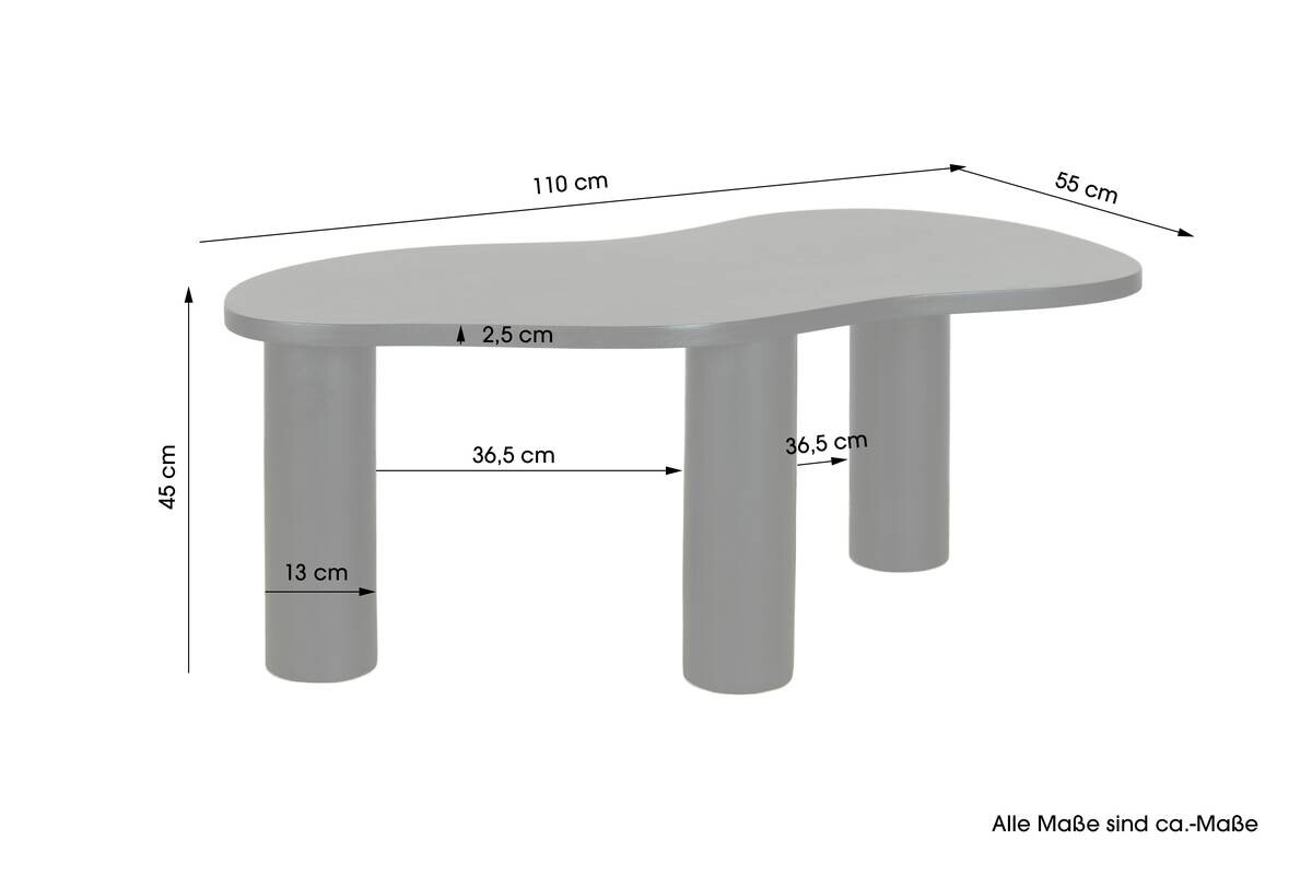 byLIVING Couchtisch ETHAN schwarz Akazie B/H/T: ca. 110x45x55 cm