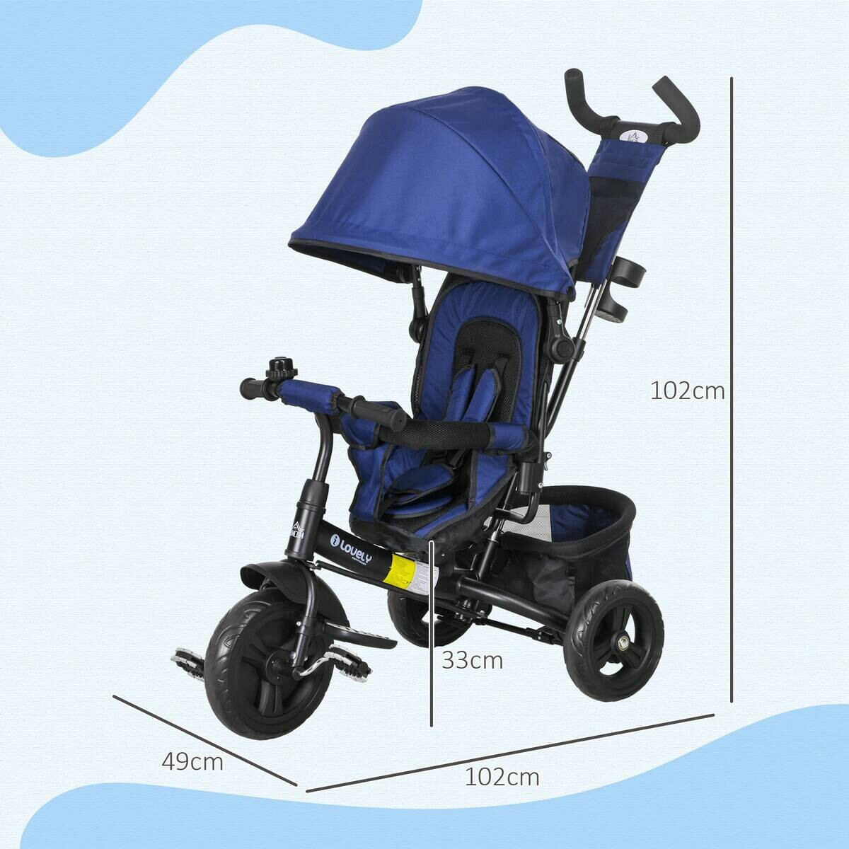 HOMCOM Kinderdreirad blau B/H/L: ca. 49x102x102 cm