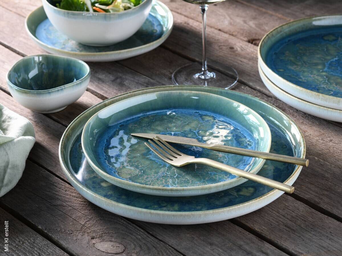 CreaTable Tafelservice Yuki grün Steinzeug 12 tlg.