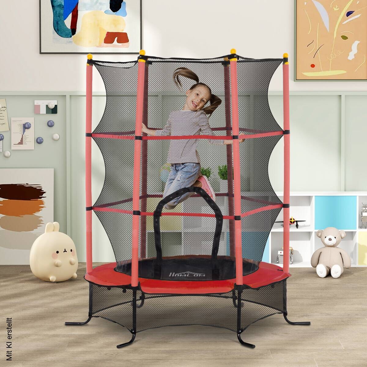 HOMCOM Kindertrampolin rot B/H/L: ca. 163x190x163 cm