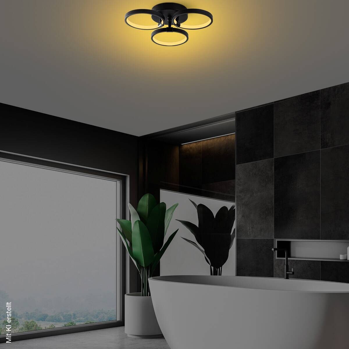 Opviq LED-Deckenleuchte schwarz B/H/T: ca. 37x9x32 cm