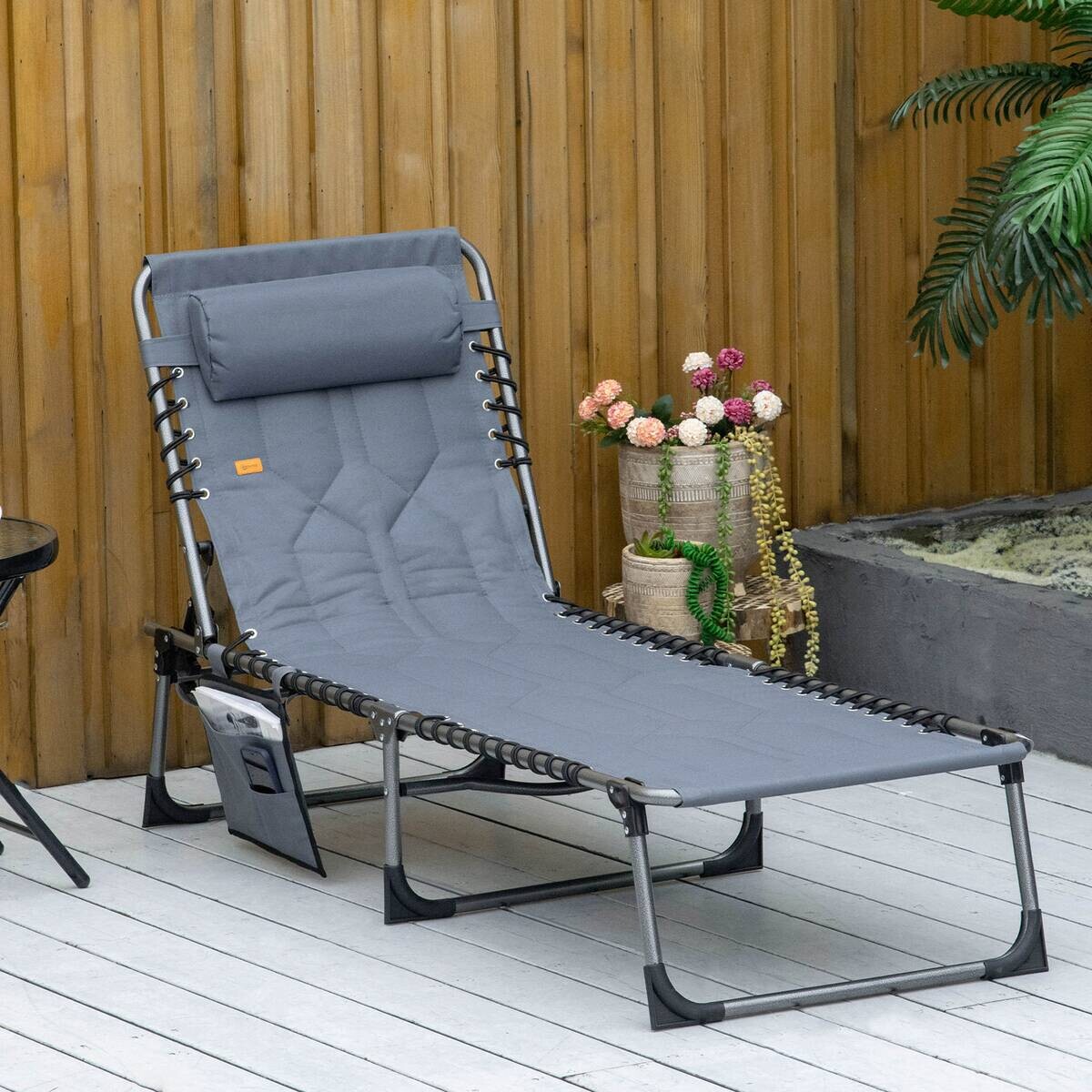 Outsunny Sonnenliege grau Stahl B/H/L: ca. 57x30x188 cm