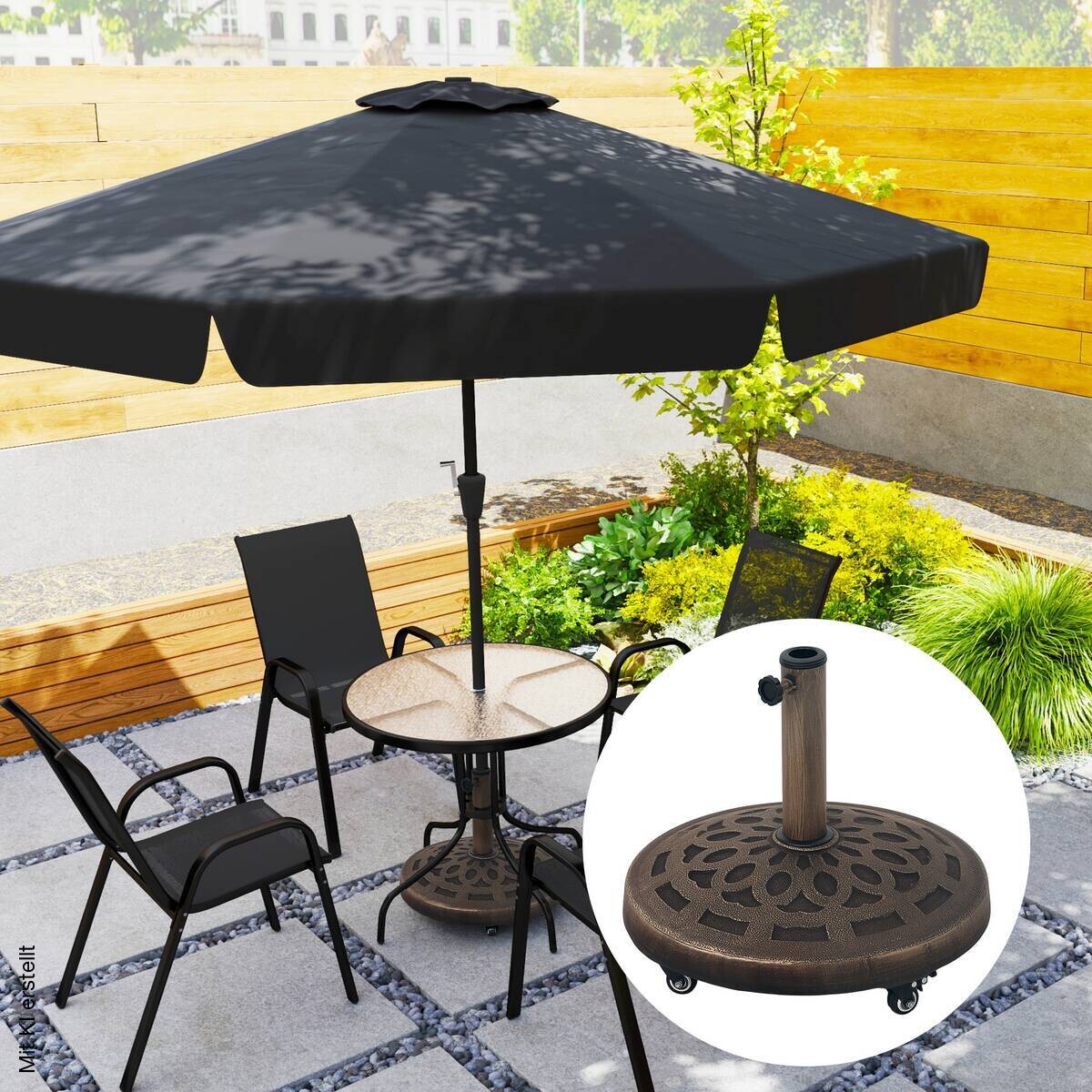 Outsunny Schirmständer bronze Metall B/H/L: ca. 48x42x48 cm