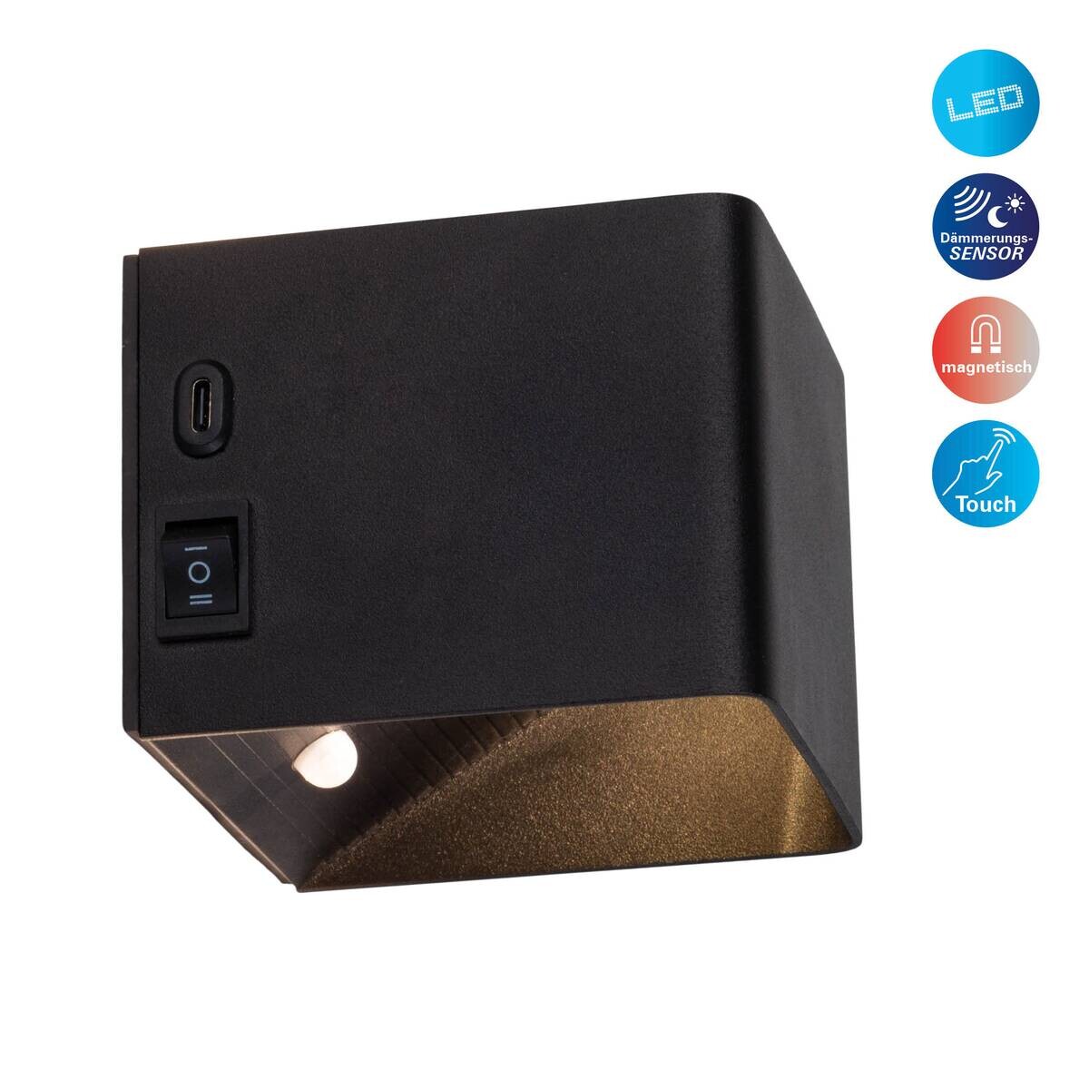 Näve Leuchten LED-Wandleuchte schwarz Metall B/H/T: ca. 10x8x10 cm
