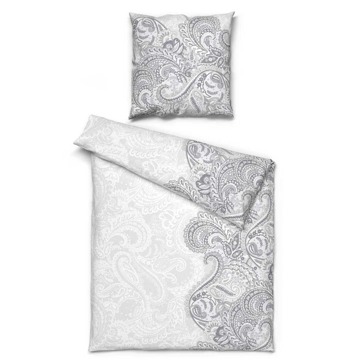 Dobnig Homeware Baumwoll Bettwäsche Renforce weiß grau 100% Baumwolle B/L: ca. 135x200 cm
