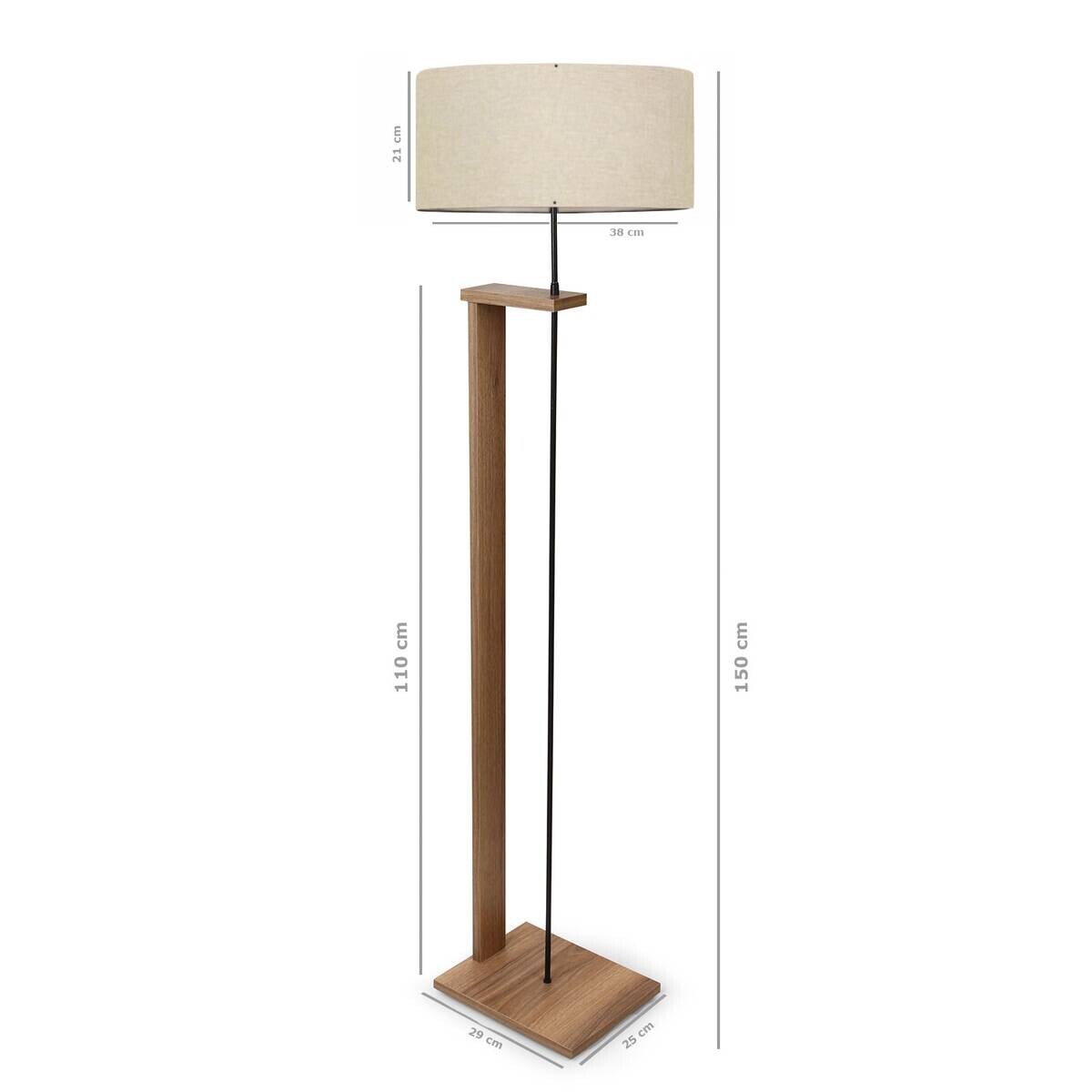 Opviq Stehlampe Holzoptik beige PVC MDF B/H/T/L/D: ca. 38x150x38x38x38 cm E27 1 Brennstellen