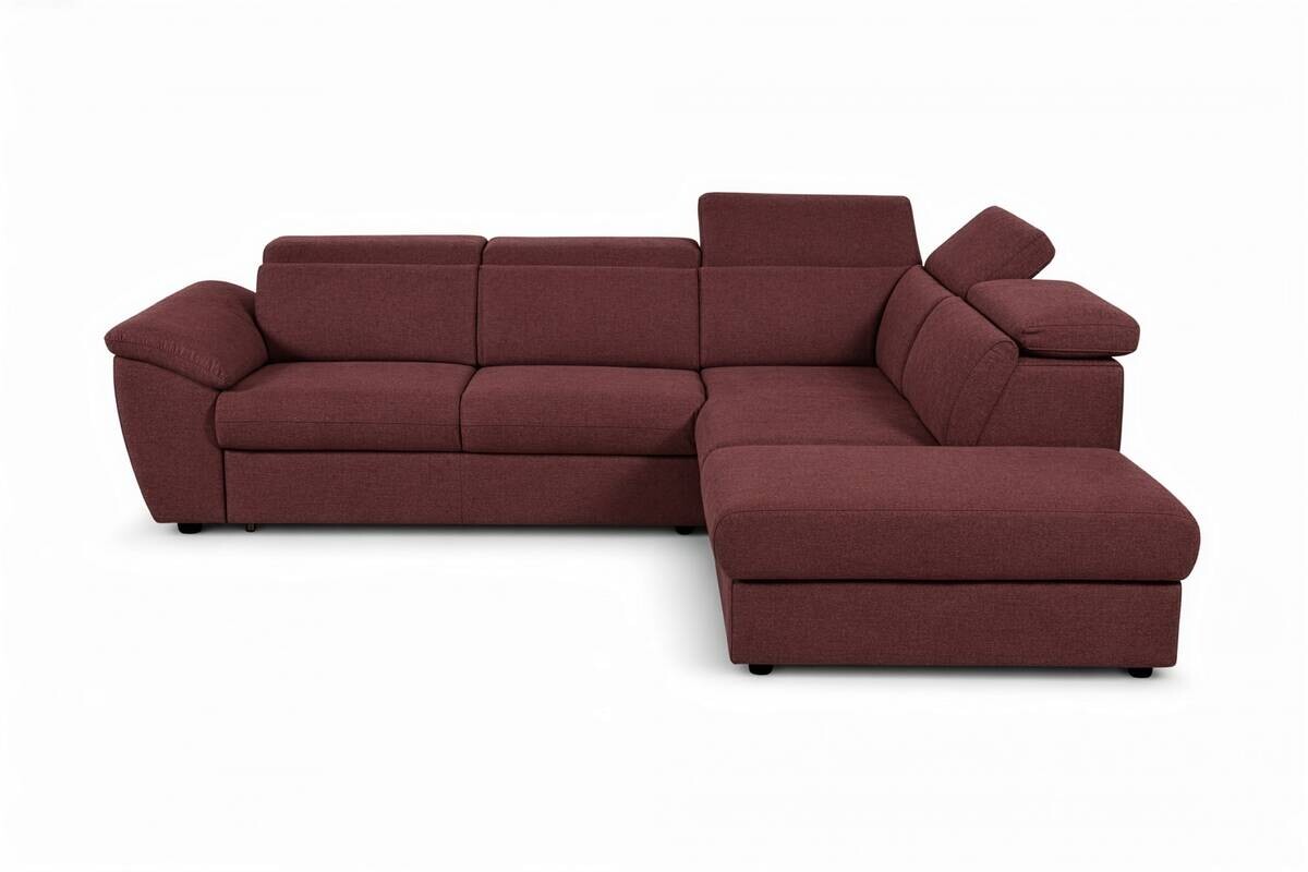 Ecksofa mit Bettfunktion und Bettkasten rostrot Flachgewebe B/H/T: ca. 280x108x235 cm