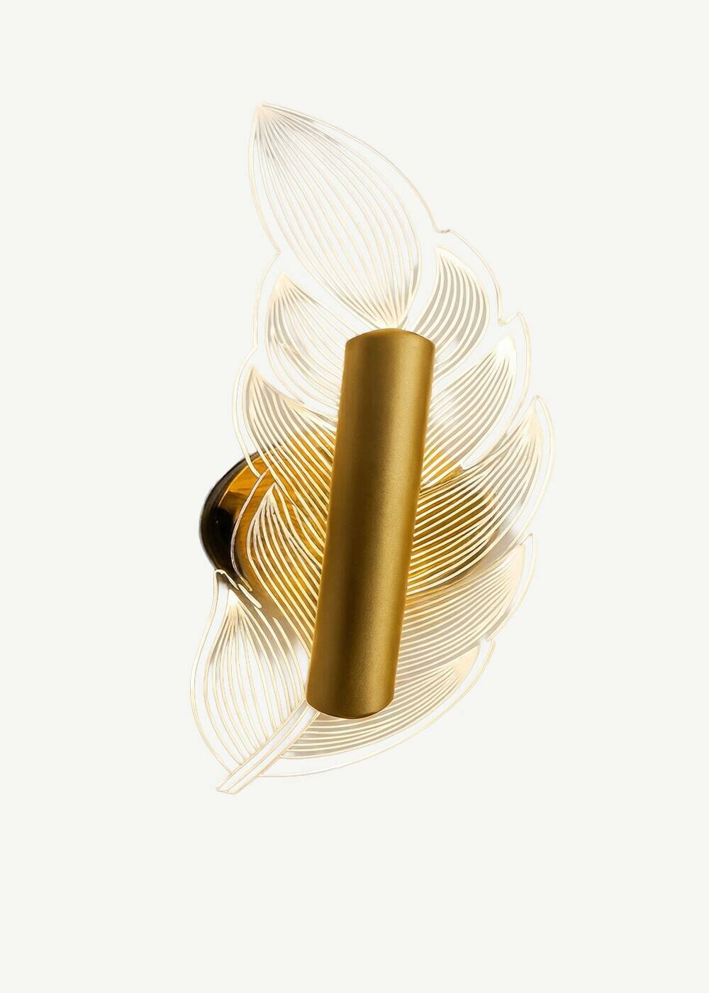 LED-Wandleuchte transparent gold Acryl Metall B/H/T/L: ca. 26x26x26x6 cm 1 Brennstellen