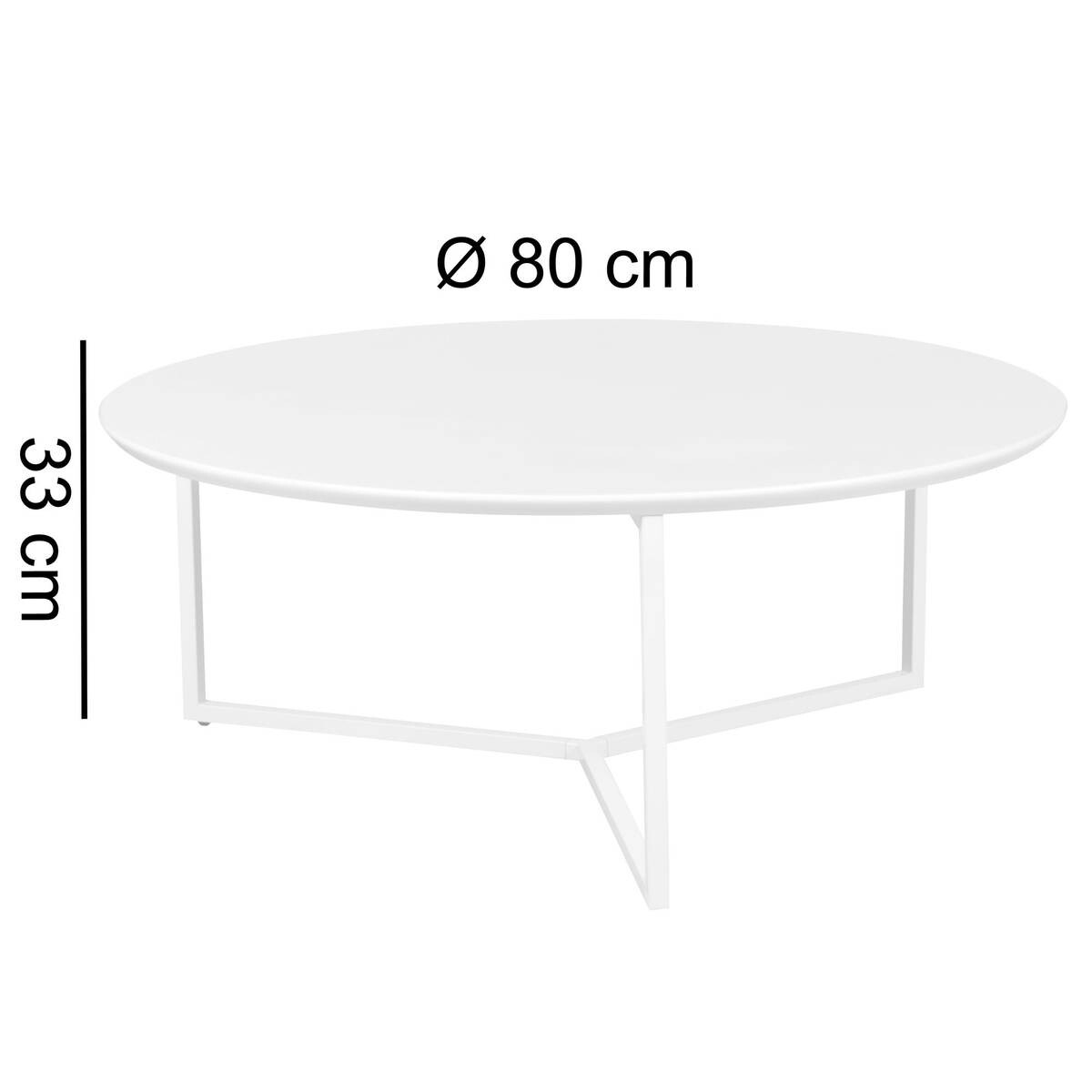 Wohnling Couchtisch weiß weiß MDF Metall B/H/T: ca. 80x33x80 cm
