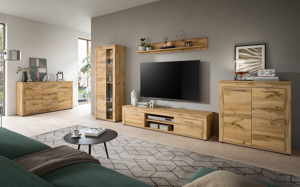 Wohnwand Jam Eiche Wotan Nachbildung B/H/T: ca. 310x159x35 cm