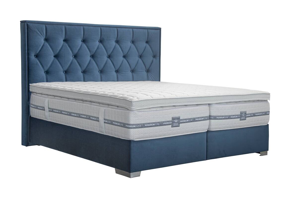 Boxspringbett Lydia blau Liegefläche B/L: ca. 200x200 cm