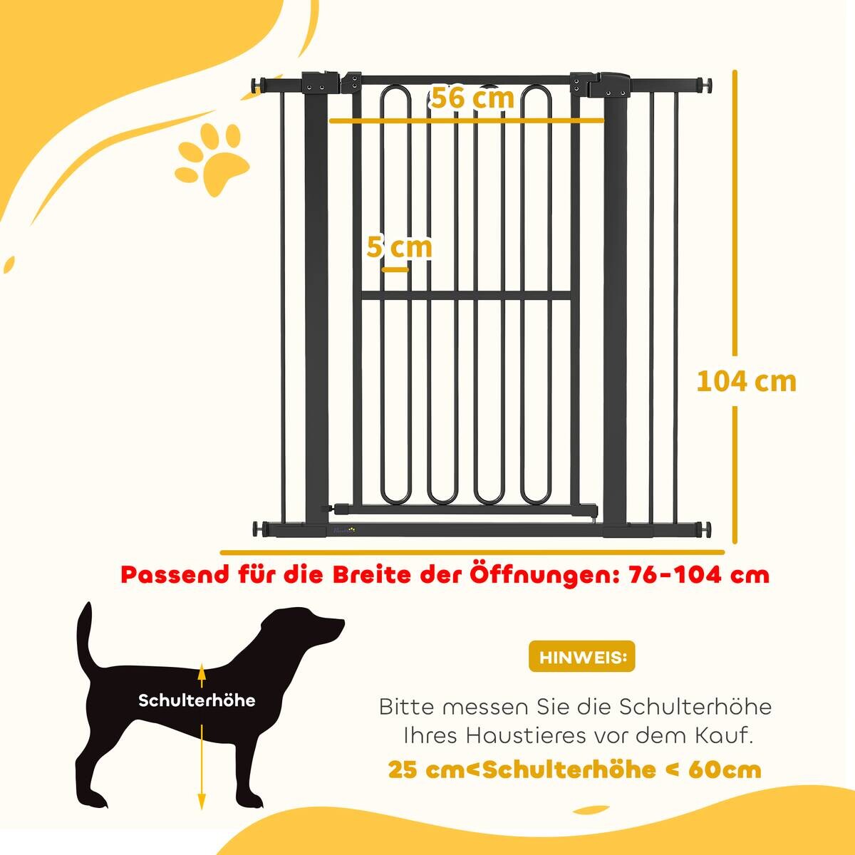 PawHut Türschutzgitter schwarz B/H/T/L: ca. 5x104x5x104 cm