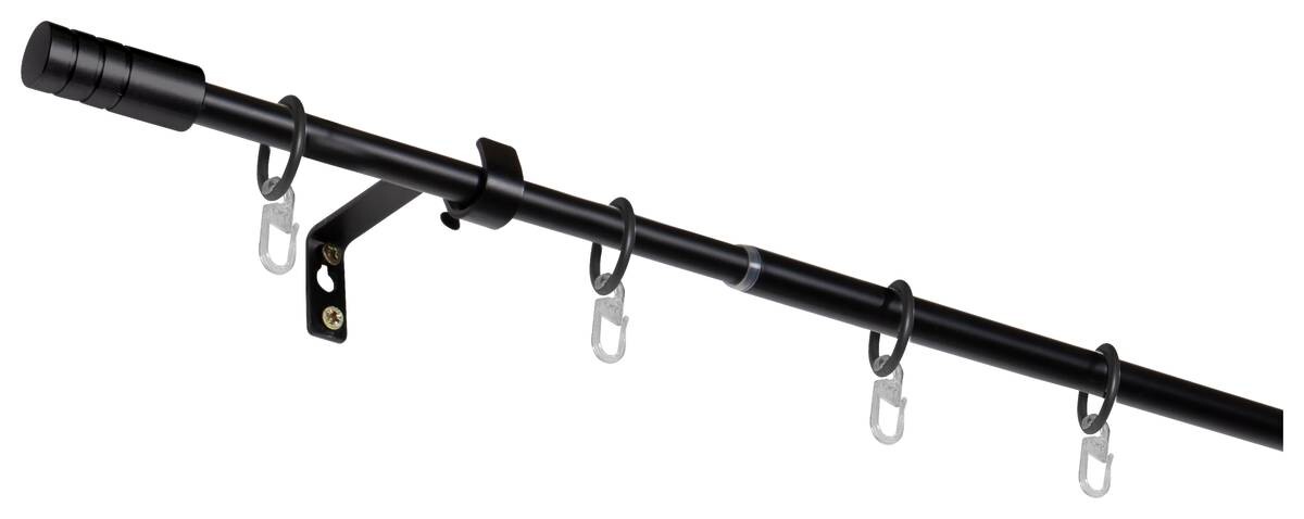 Gardinenstange schwarz Metall ausziehbar von ca. 120 bis 210 cm 1.0 Läufe