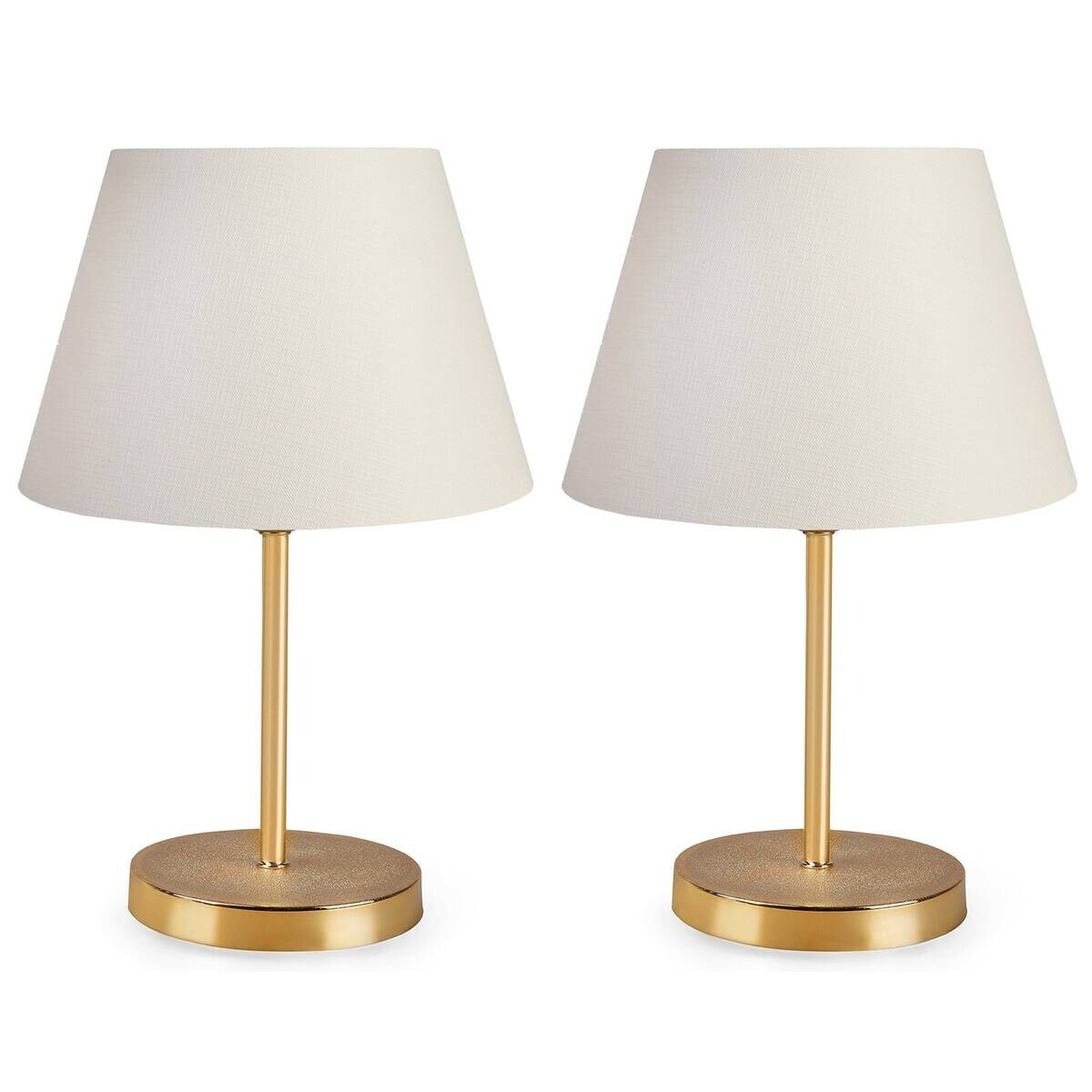 Opviq Tischleuchte creme PVC Metall B/H/L: ca. 22x37x22 cm E27 2 Brennstellen