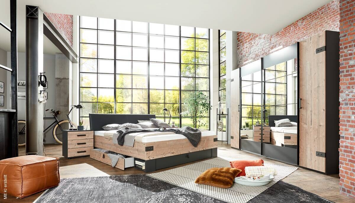 Schwebetürenschrank Stockholm tanne Nachbildung Graphit B/H/T: ca. 272x210x65 cm