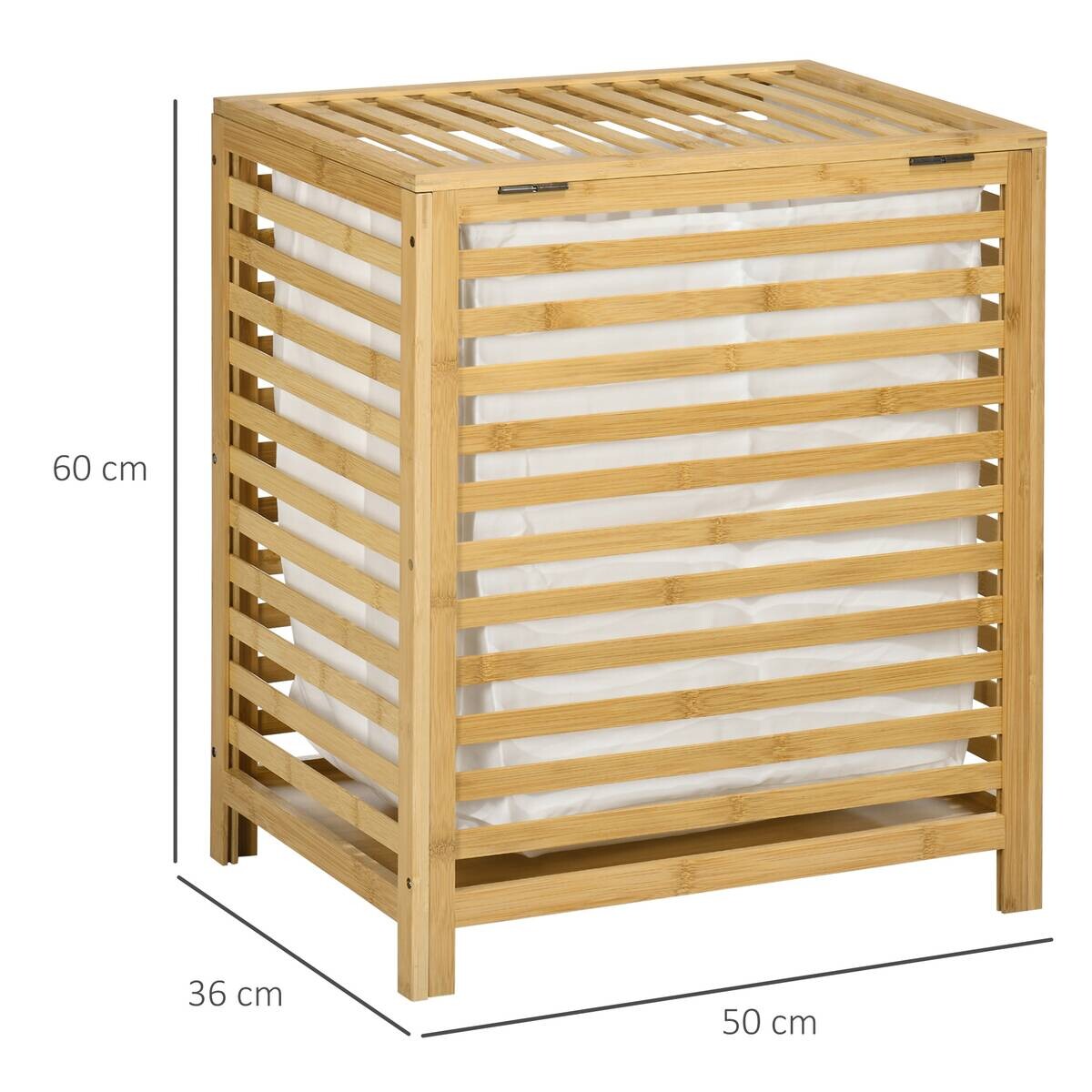 HOMCOM Wäschekorb natur Edelstahl B/H/L: ca. 36x60x50 cm