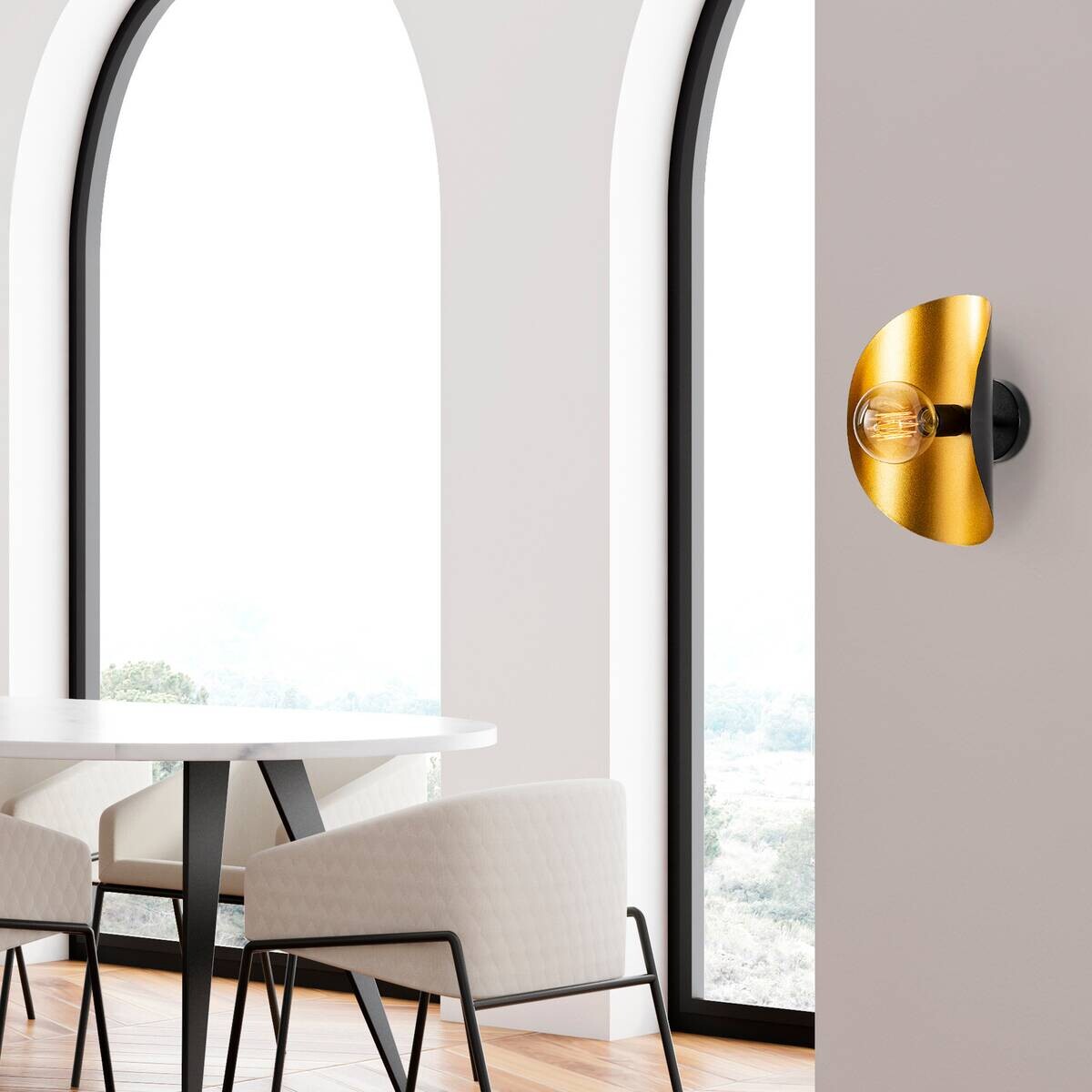 Opviq Wandleuchte Sivani gold schwarz Metall B/H/T/L: ca. 13x30x13x17 cm E27 1 Brennstellen