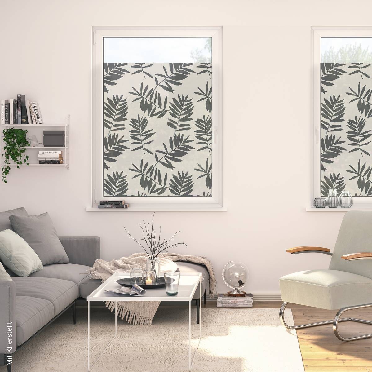 LICHTBLICK Fensterfolie Watercolor Blätter Watercolor schwarz B/L: ca. 100x180 cm