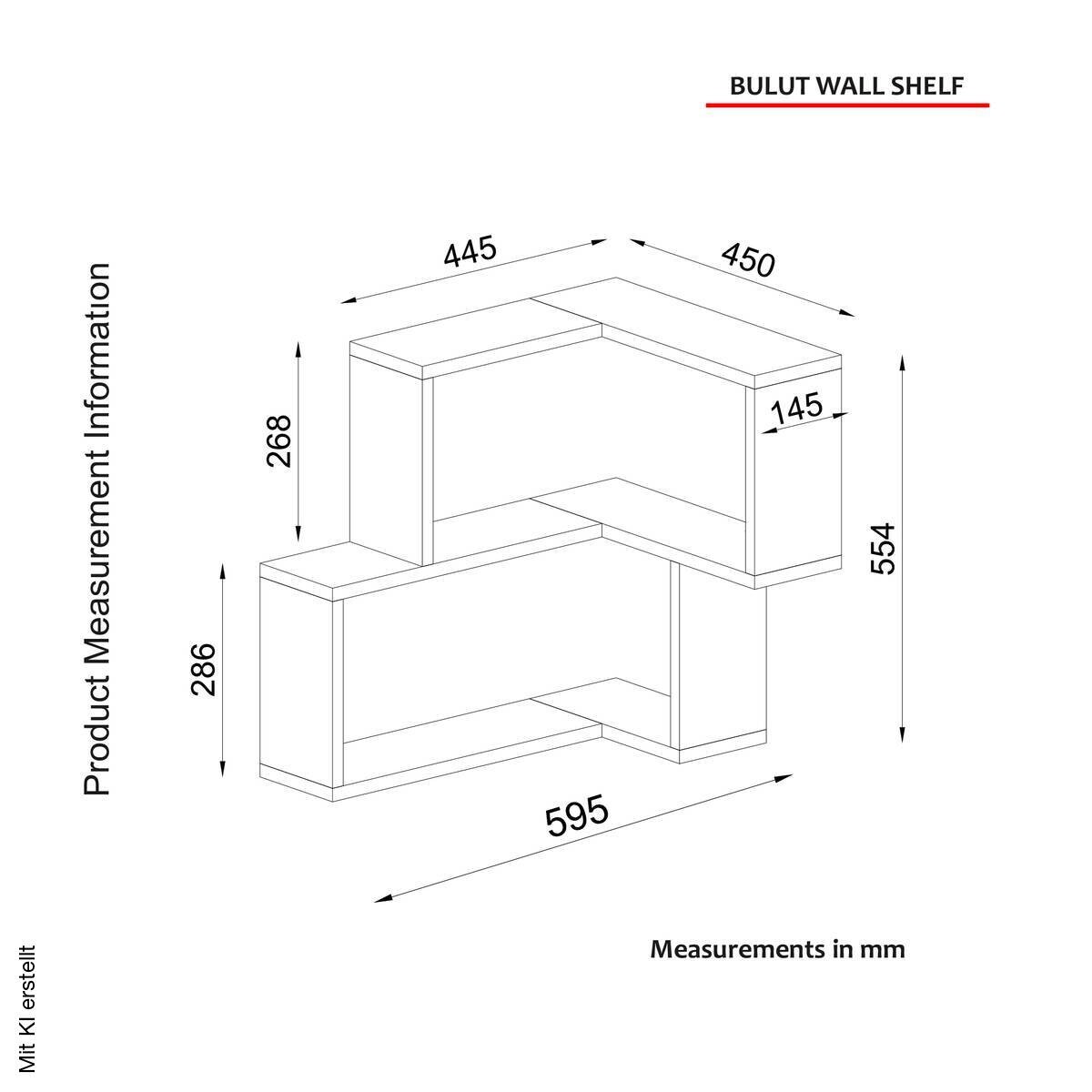 Wandregal Bulut weiß B/H/T: ca. 59,5x55,4x45 cm