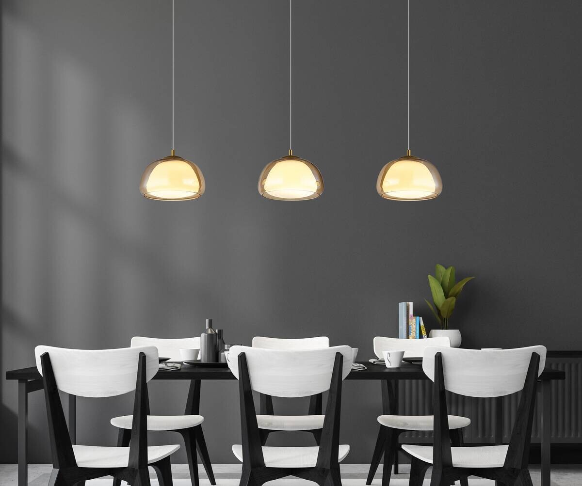 GLOBO Hängeleuchte gold Metall Glas B/H/L: ca. 36x21x101 cm