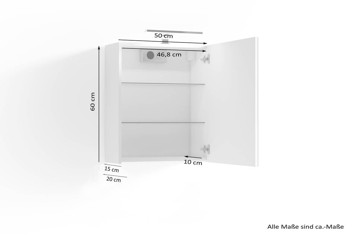 Spiegelschrank SPREE weiß B/H/T: ca. 50x60x15 cm