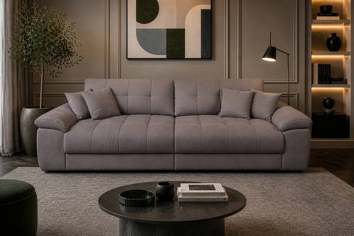 Big Sofa Tema dunkelgrau Microfaser B/H/T: ca. 144x70x183 cm