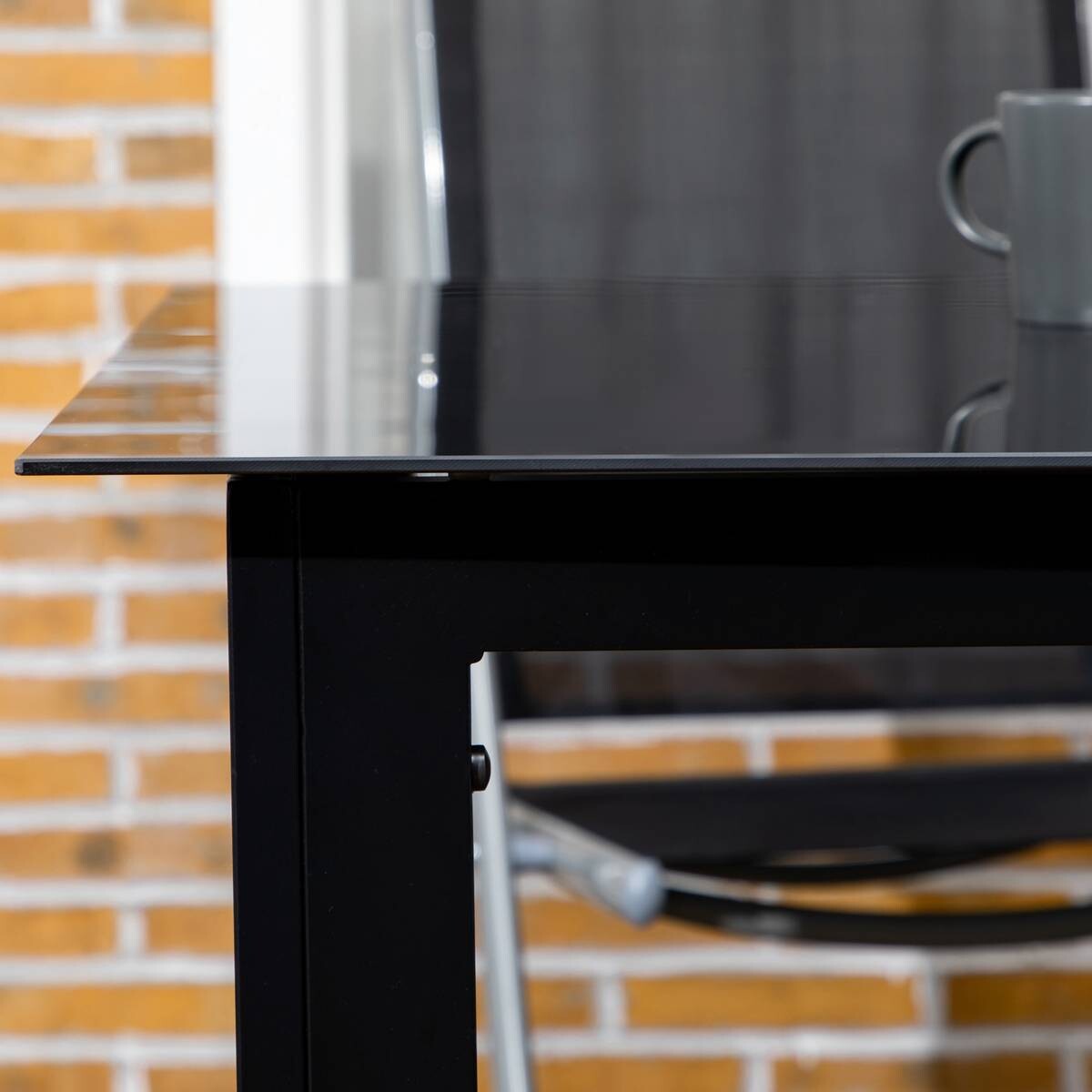 Outsunny Gartentisch schwarz Aluminium B/H/L: ca. 90x74x150 cm