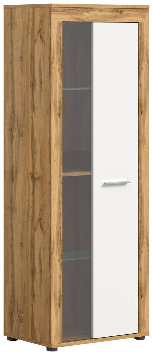 Vitrine Jam Eiche Wotan Nachbildung weiß B/H/T: ca. 60x159x35 cm