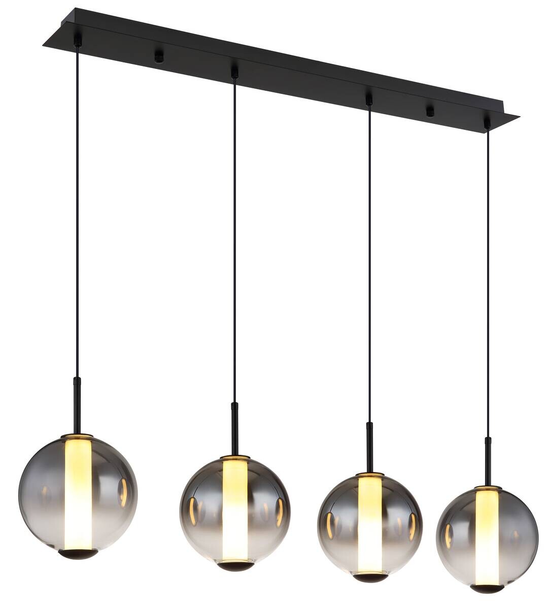GLOBO Pendelleuchte Opal mattschwarz Rauch Metall Glas B/H: ca. 99x120 cm 1.0 Brennstellen