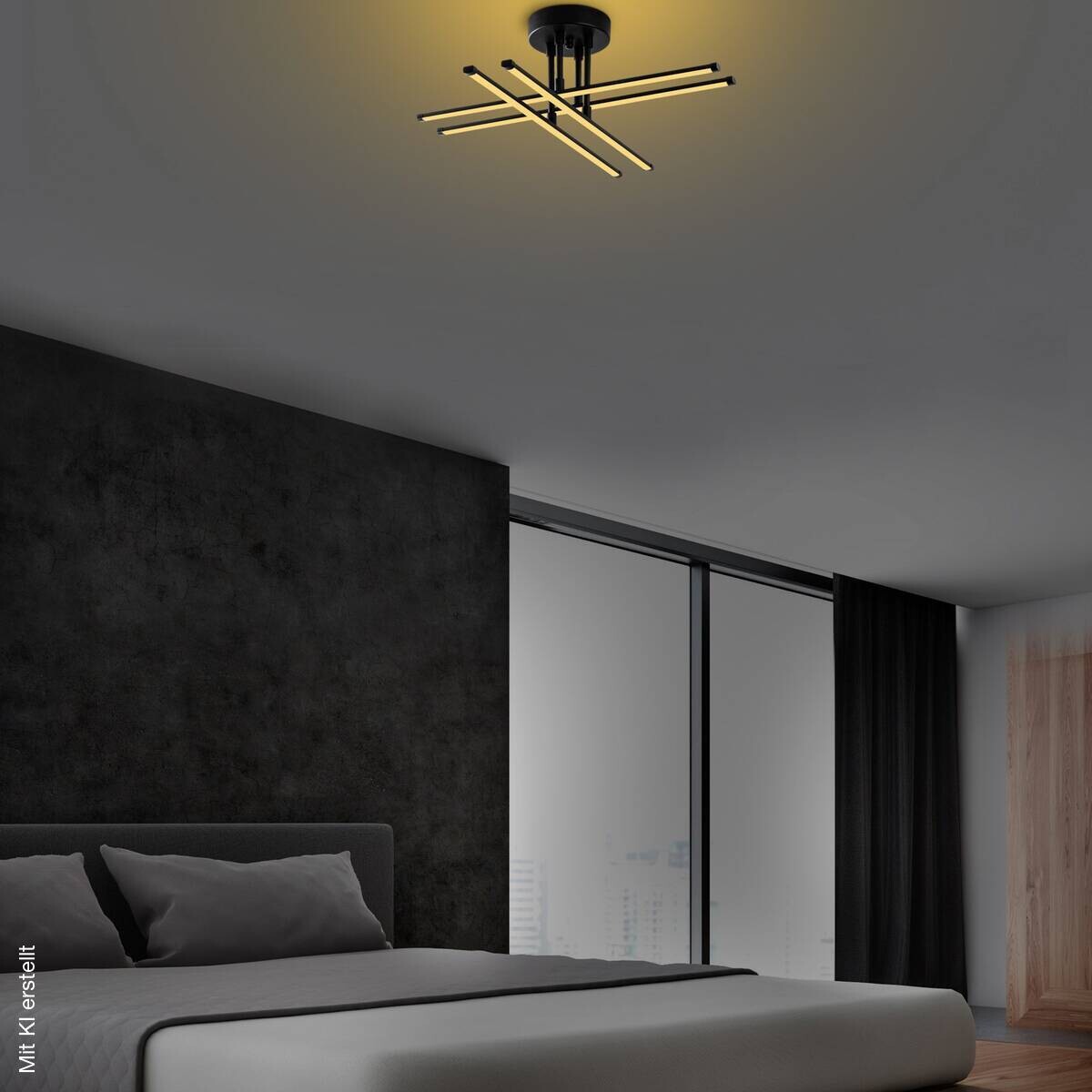 Opviq LED-Deckenleuchte schwarz B/H/T: ca. 61x22x61 cm