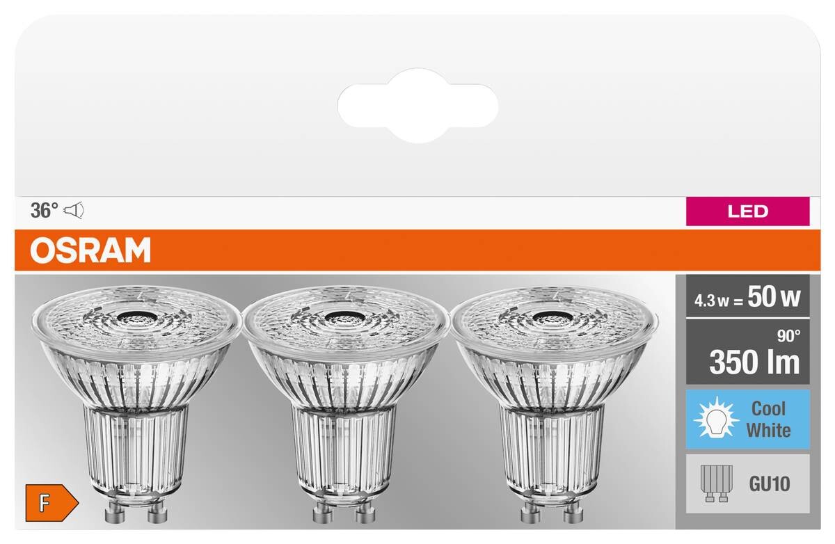 OSRAM LED-Leuchtmittel Reflektorlampe AC2705 3er Pack GU10