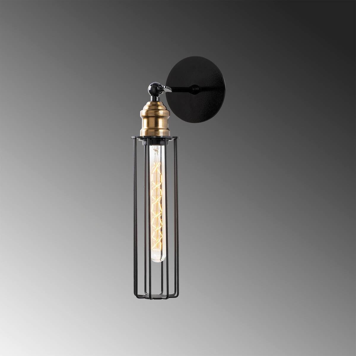Opviq Wandleuchte schwarz Metall B/H/L: ca. 16x40x8 cm E27 1 Brennstellen