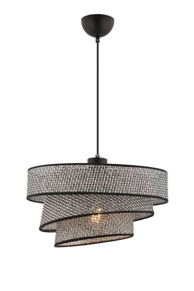 Opviq Pendelleuchte Couper grau schwarz Baumwolle Metall B/H/L: ca. 40x72x40 cm E27 1 Brennstellen