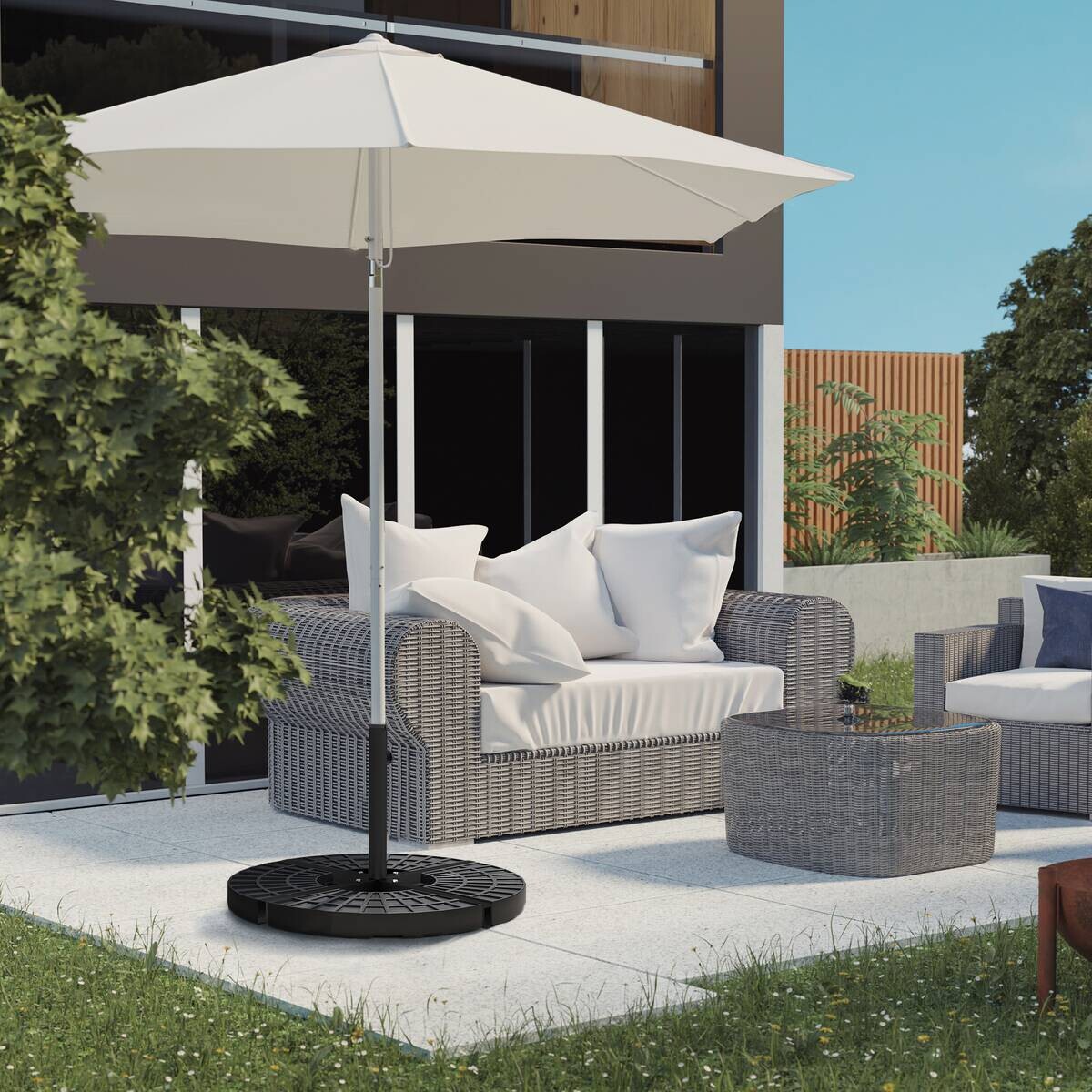 Outsunny Schirmständer schwarz Polypropylen B/H/L: ca. 100x100x75 cm