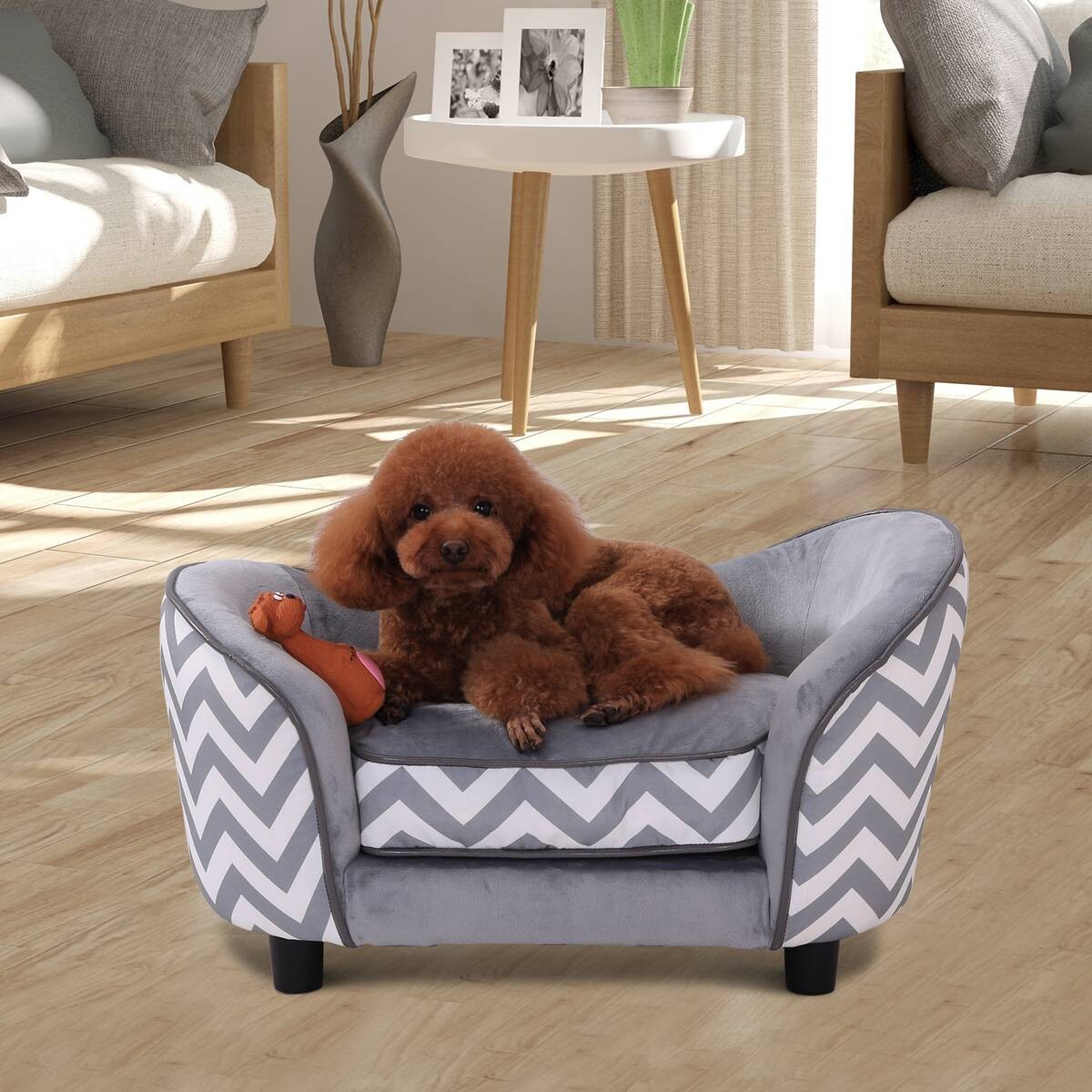 PawHut Hundebett grau Holz B/H/L: ca. 41x33,5x67 cm