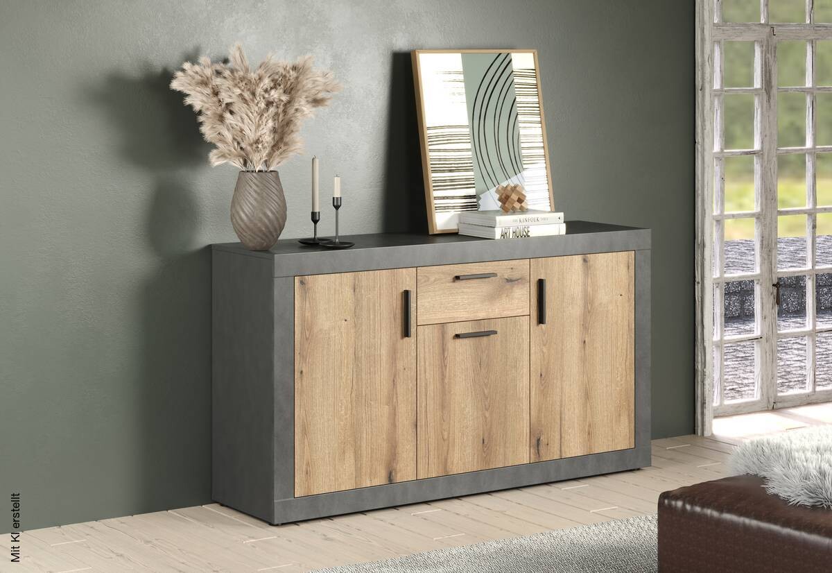 Sideboard Salvada Eiche Evoke Coast Nachbildung anthrazit B/H/T: ca. 149x83x40 cm