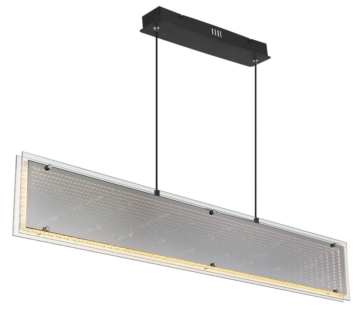 GLOBO Hängeleuchte klar schwarz Aluminium Glas Kunststoff B/H/L: ca. 8x120x113 cm 1.0 Brennstellen