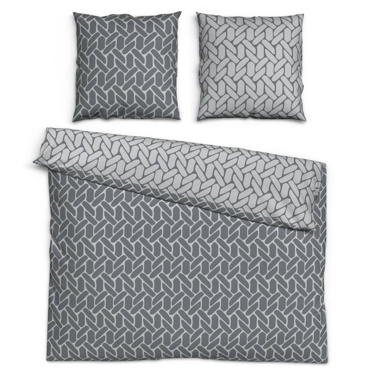 Baumwoll Bettwäsche Renforce grau 100% Baumwolle B/L: ca. 200x200 cm