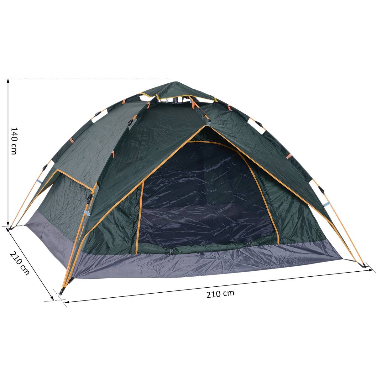 Outsunny Quick-Up-Zelt dunkelgrün Polyester-Mischgewebe B/H/L: ca. 210x140x210 cm