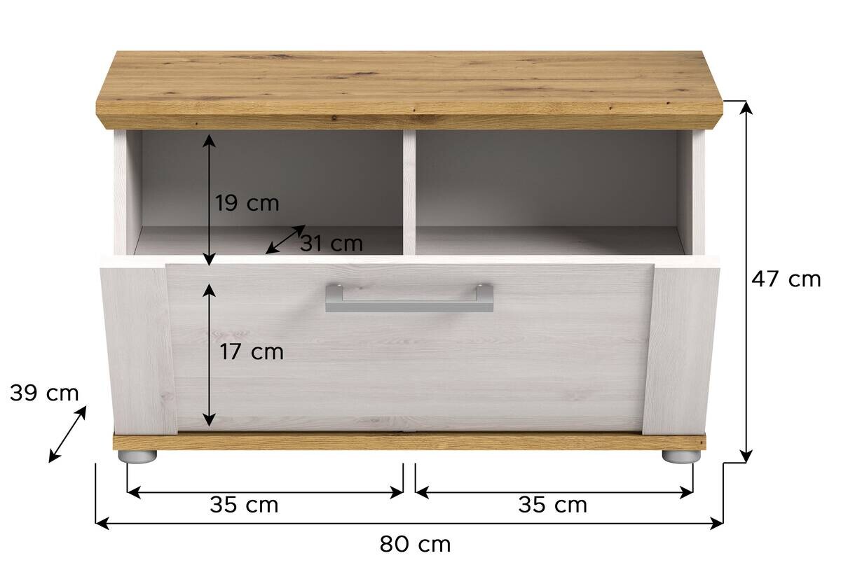 Sitzbank Verona Sibiu Lärche Nachbildung Eiche Artisan Nachbildung B/H/T: ca. 80x47x39 cm