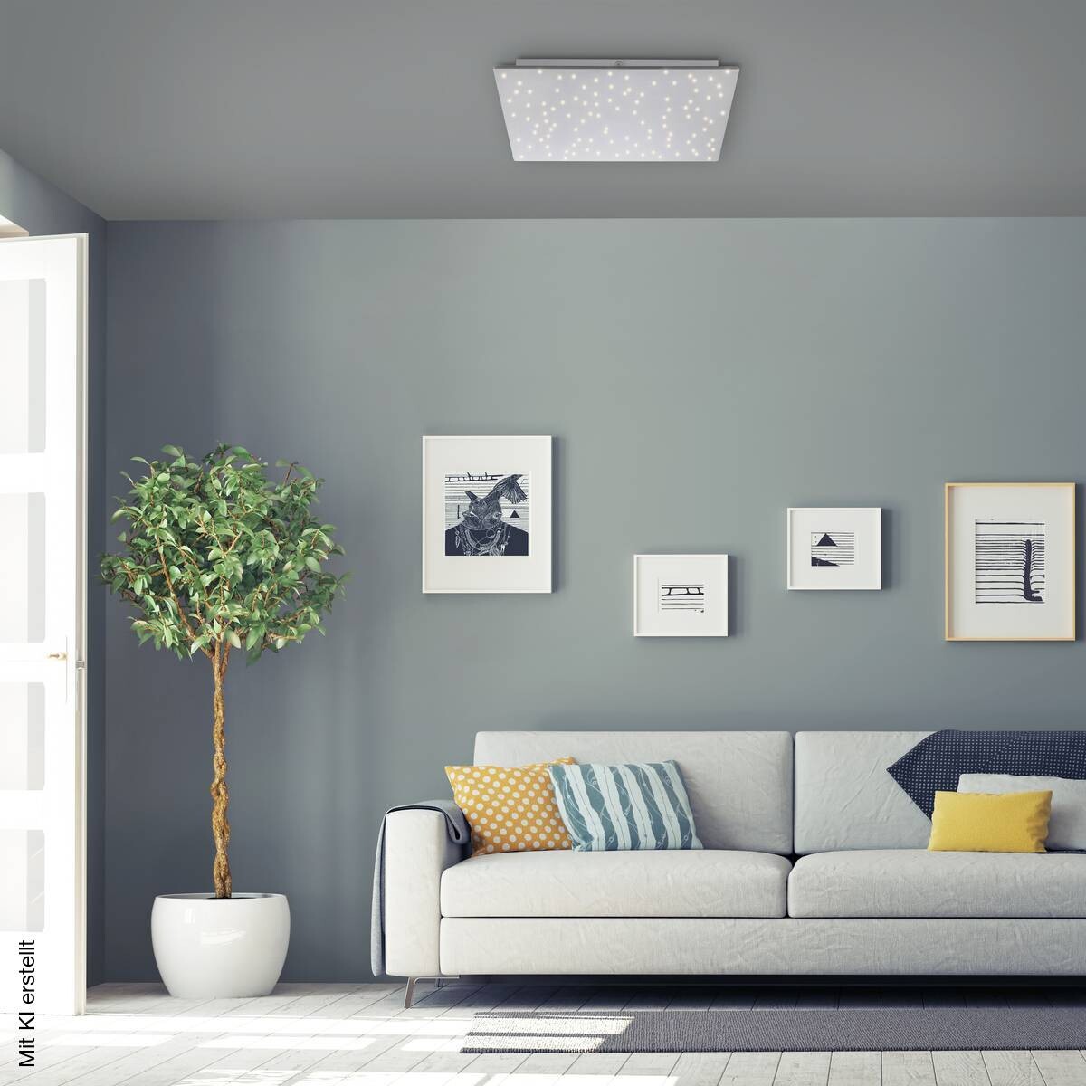 Just Light Deckenleuchte PN14671-55 Sparkle stahlfarbig Aluminium Stahl Kunststoff B/H/L: ca. 45x4x45 cm