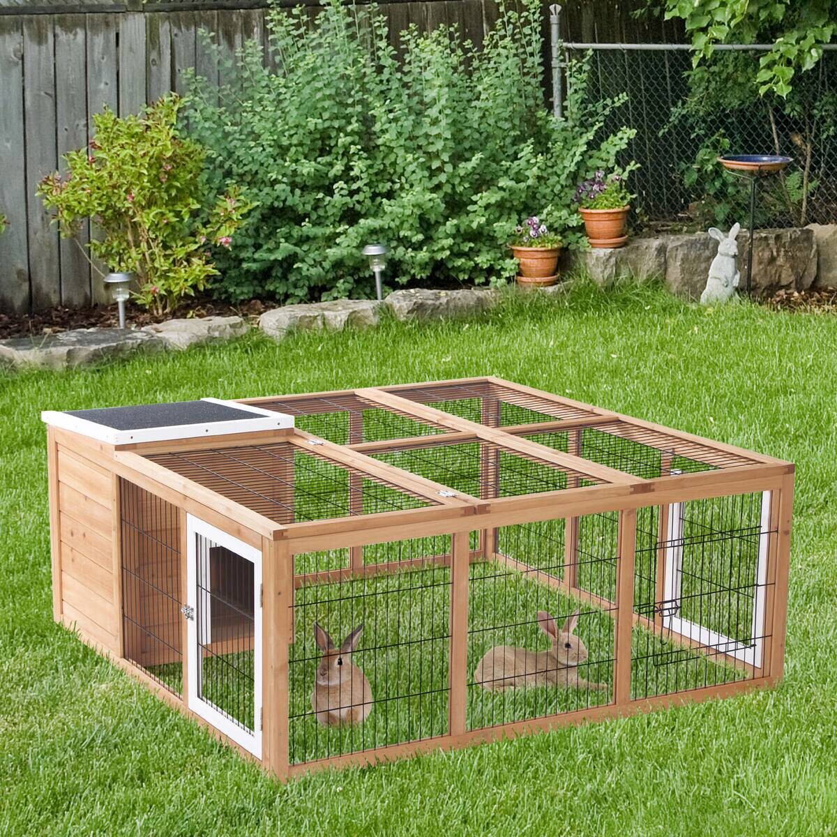 PawHut Stall natur Holz B/H/L: ca. 120x123x52 cm