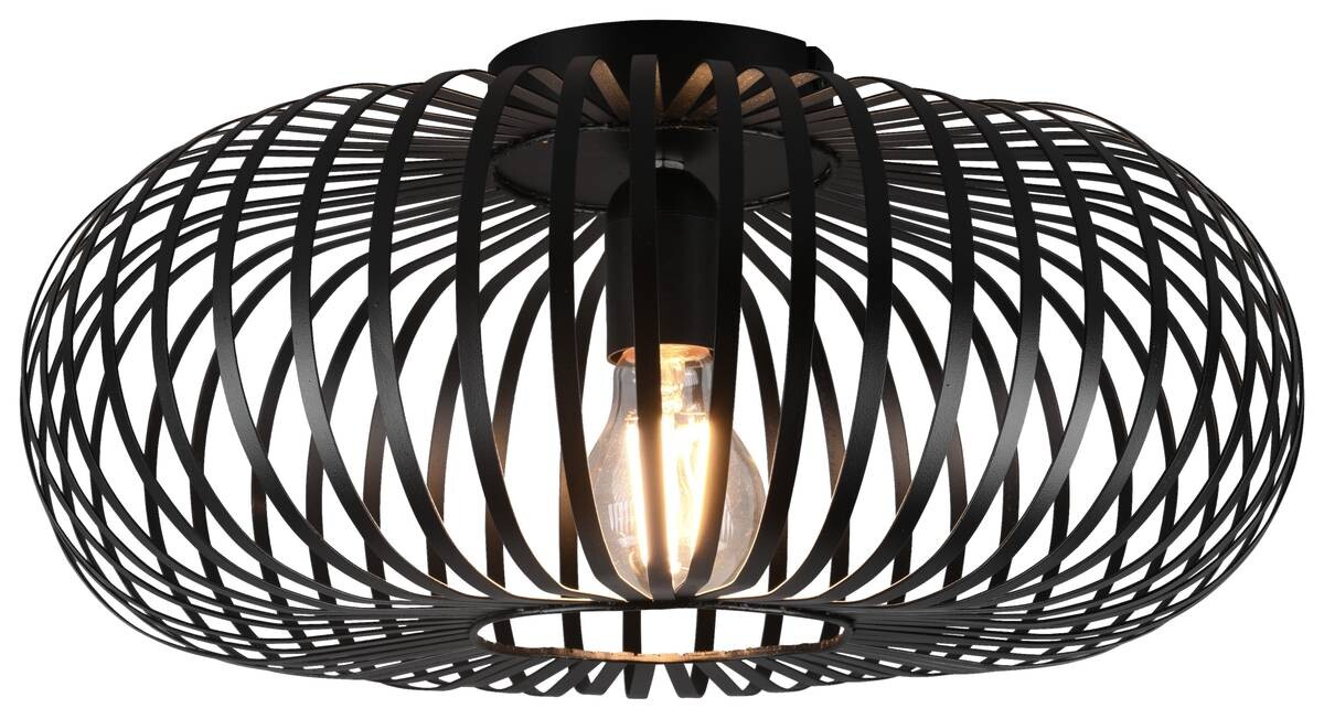 TRIO Deckenleuchte Johann mattschwarz Metall H/D: ca. 17x40 cm 1 Brennstellen