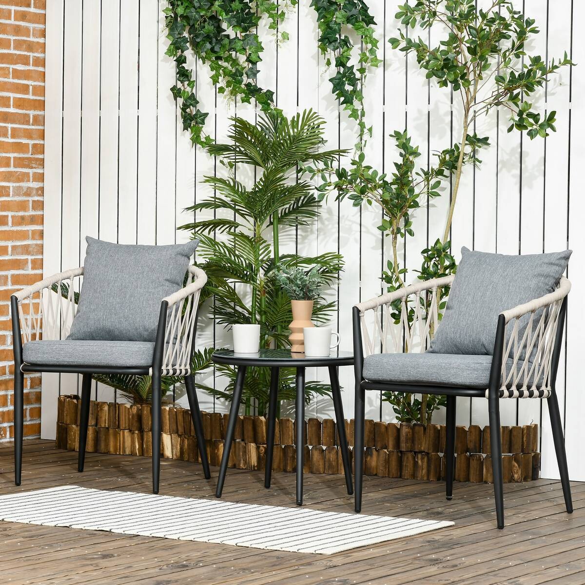 Outsunny Bistroset grau Polyester B/H/L: ca. 60x75x57 cm
