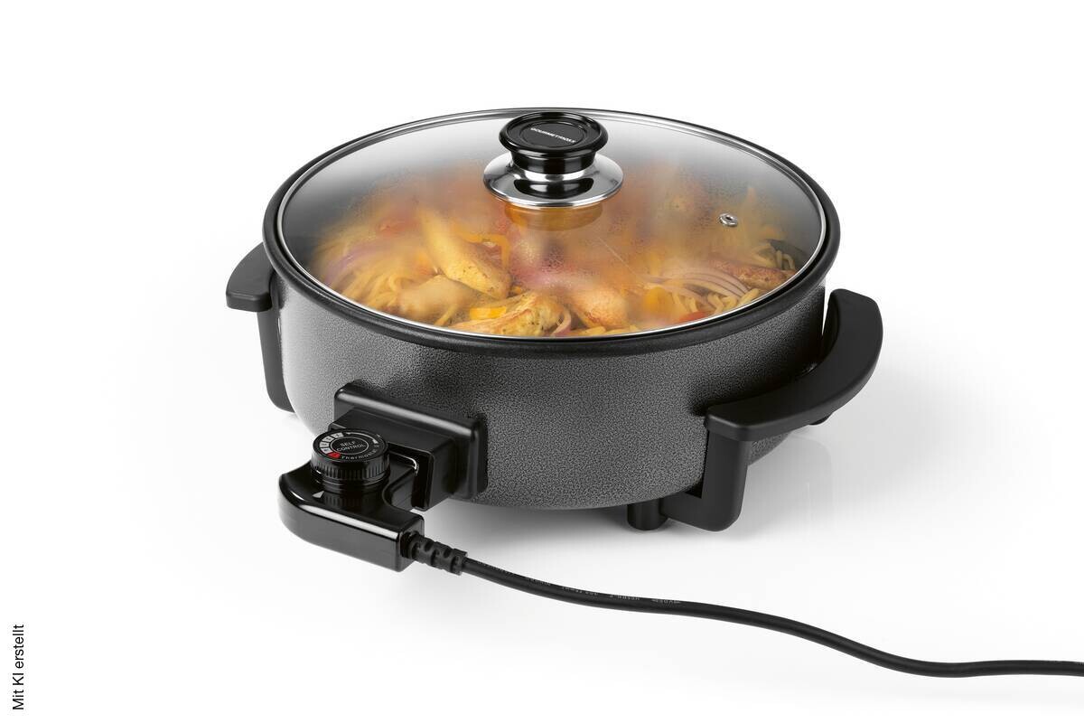 GOURMETmaxx Elektrische Party-Pfanne schwarz Edelstahl B/H/L: ca. 14,5x36x34,5 cm